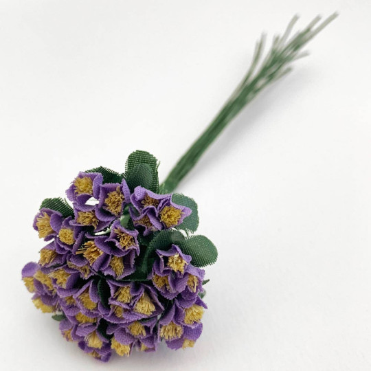 Petite Purple Millinery Flowers with Bushy Yellow Centers ~ 1/2" across